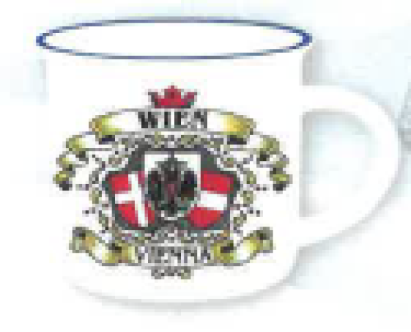 Kaffeehäferl mini (Mocca) Stil Emaille H 5,4cm Motiv 45mm